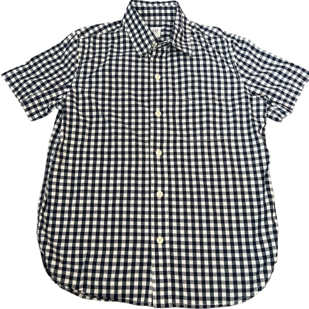 GAP Kids Navy and White Checkered Button Down Shirt